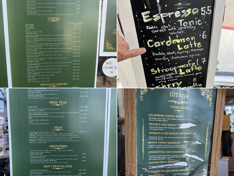 Gitana Cafe Menu