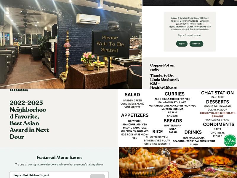 Copper Pot Indian Grill Menu