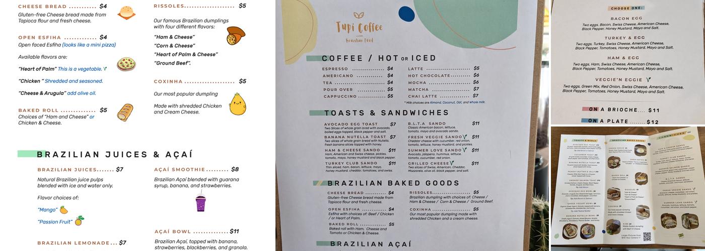 Tupi Coffee Menu