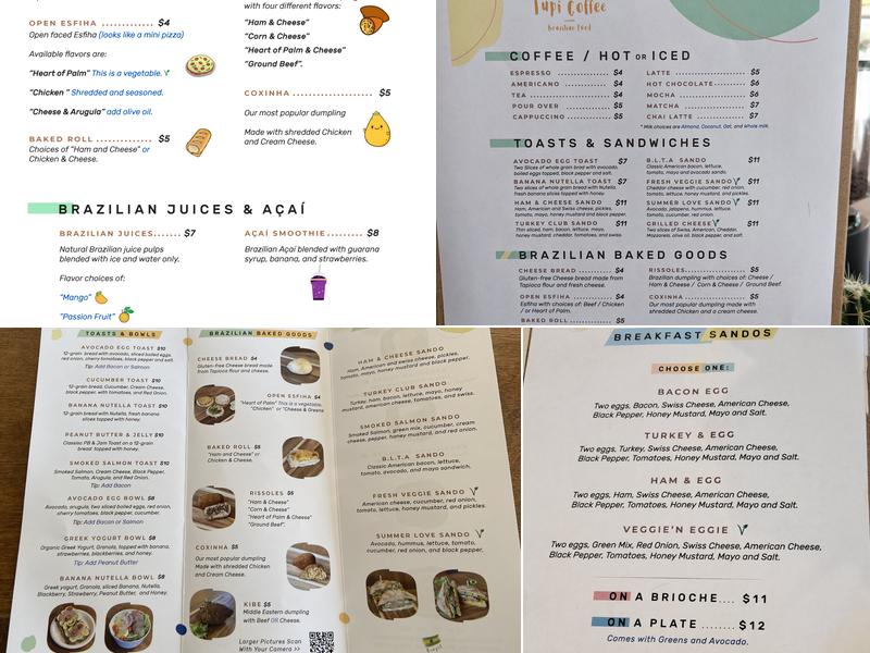 Tupi Coffee Menu