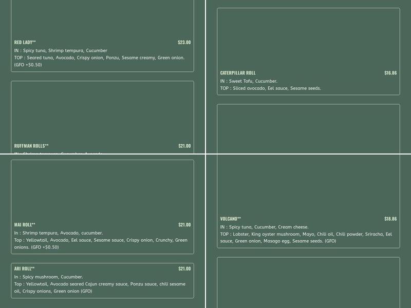 MaKin Vegan Sushi Menu