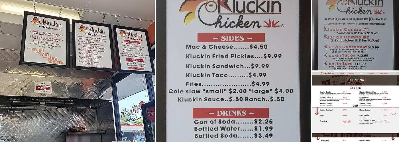 The Kluckin Chicken Menu
