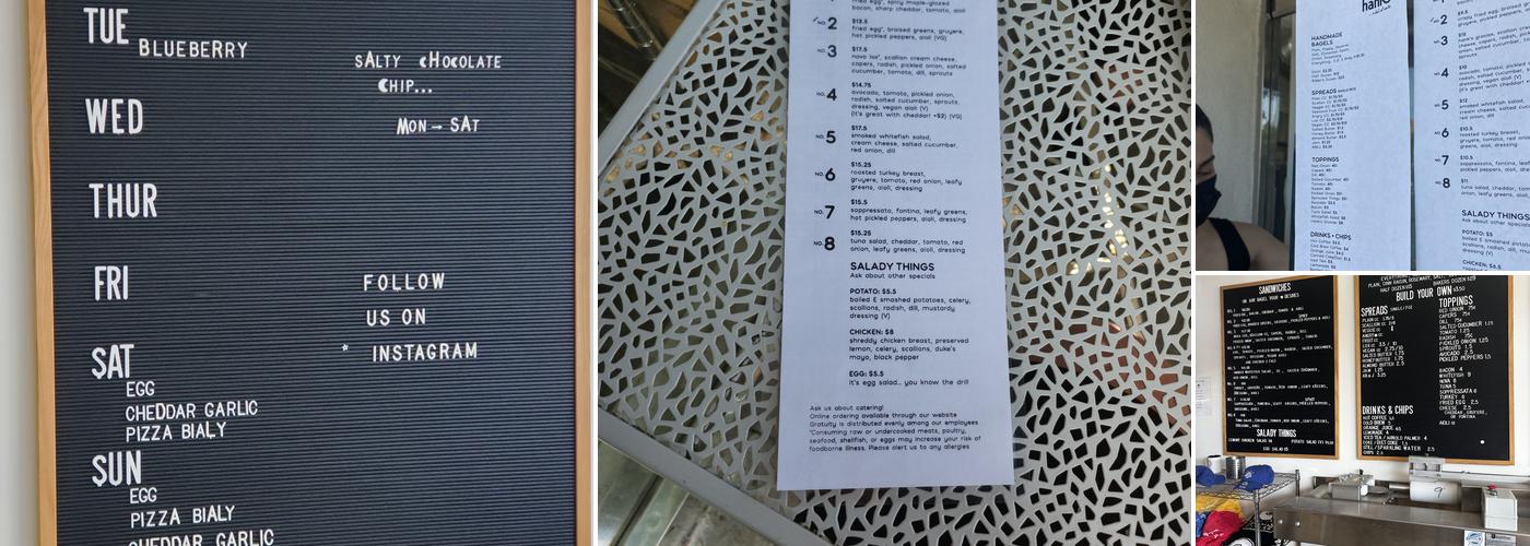 Hank's Bagels Menu
