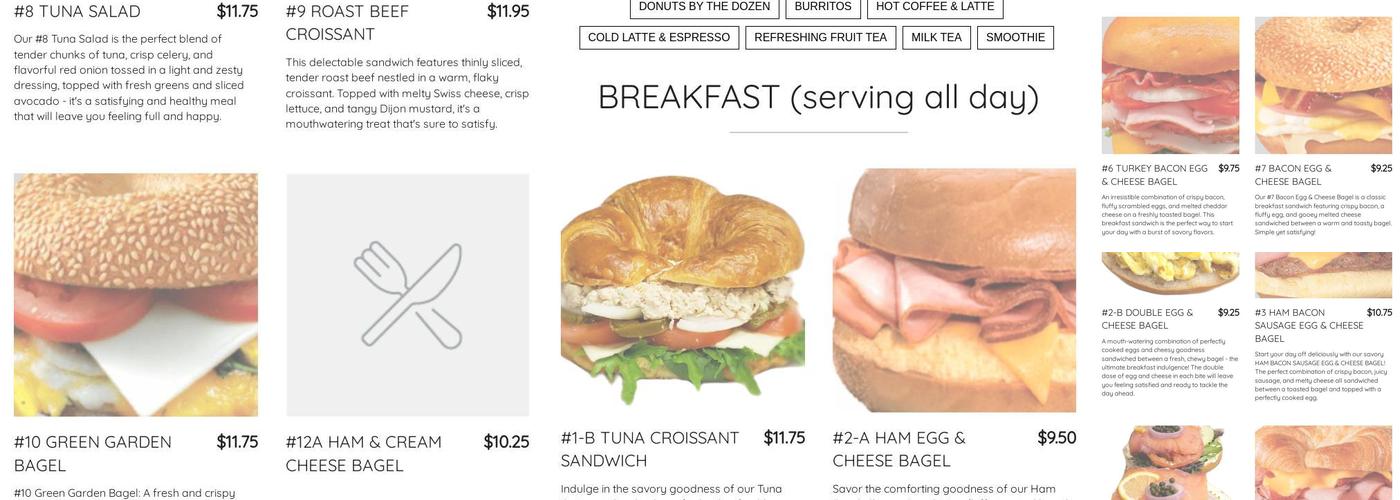 Crafted Donuts & Bagels Menu