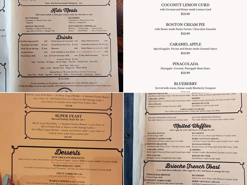 Ruby Red's BBQ Menu
