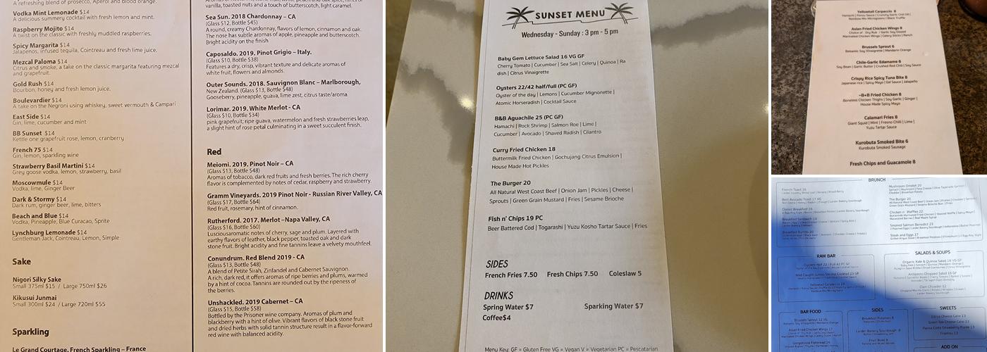 Beach and Brew Venice Menu