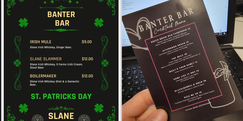 Banter Bar Menu
