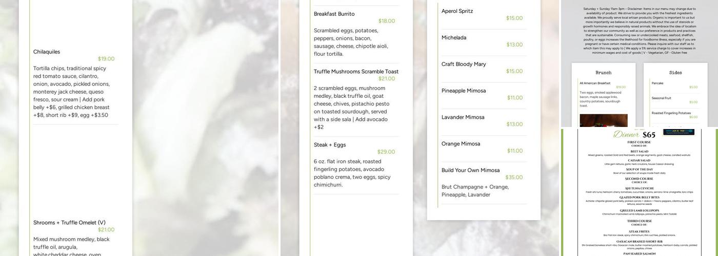 Craft House Sky Deck Menu