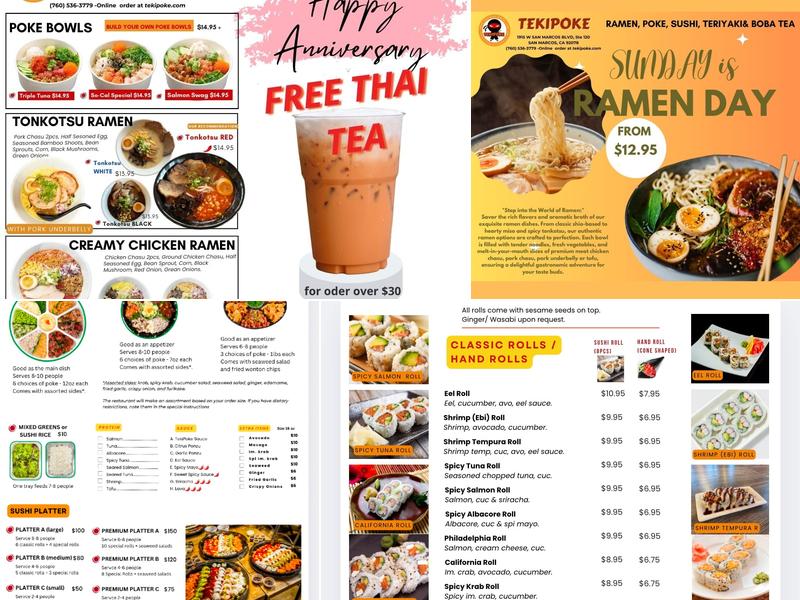 TEKIPOKE RAMEN & BOBA Menu