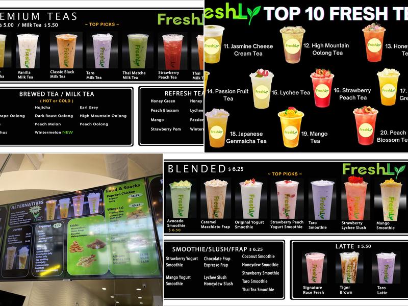 FreshLy Tea Menu