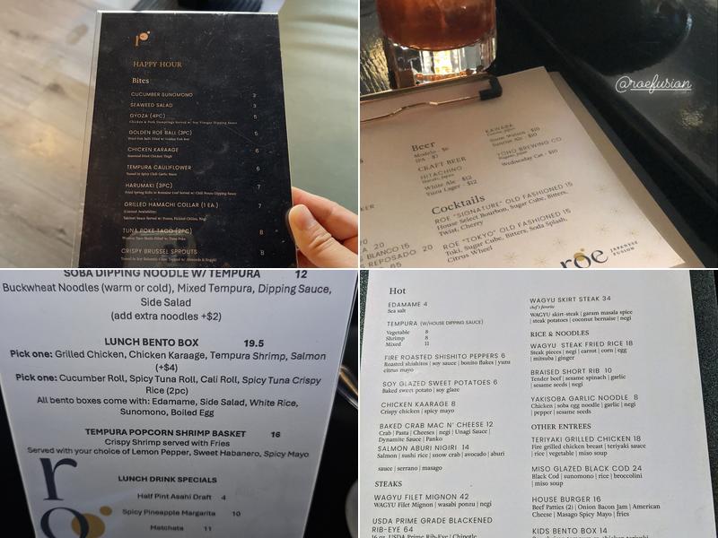 Roe Fusion Menu