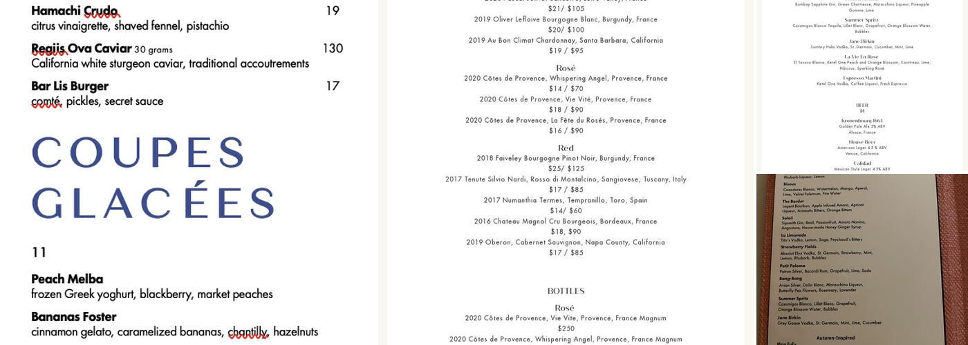 Bar Lis Menu