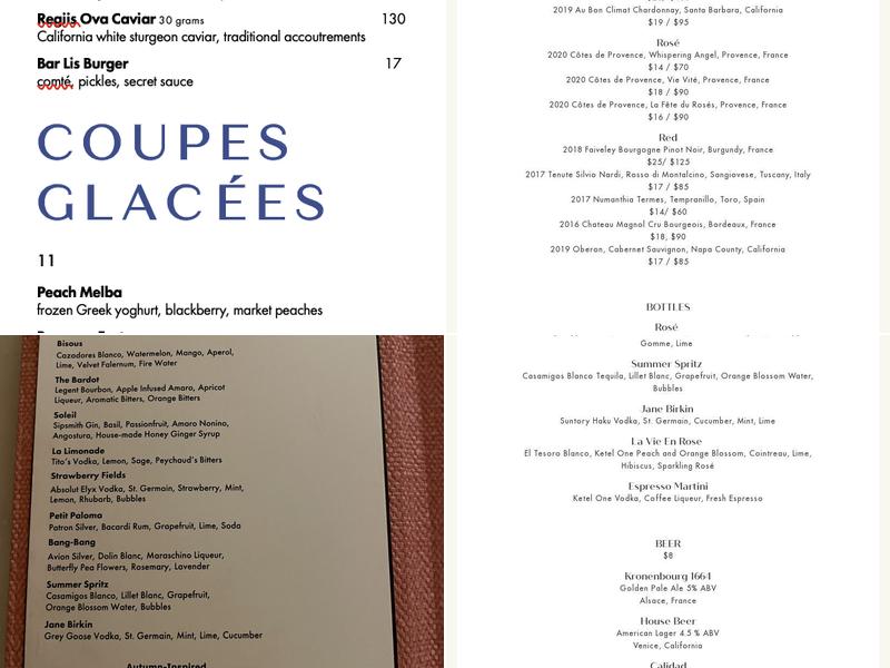 Bar Lis Menu