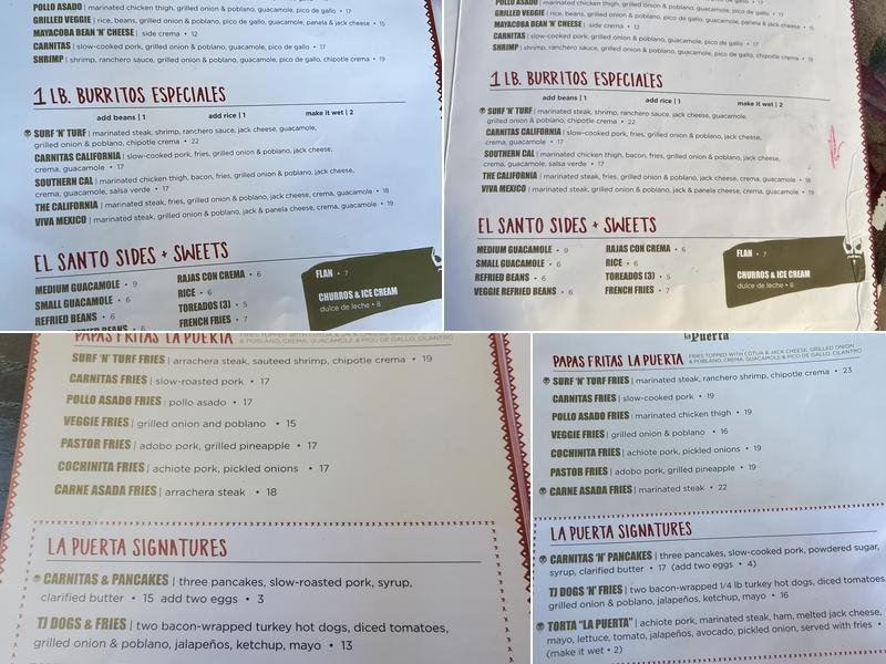 La Puerta Menu