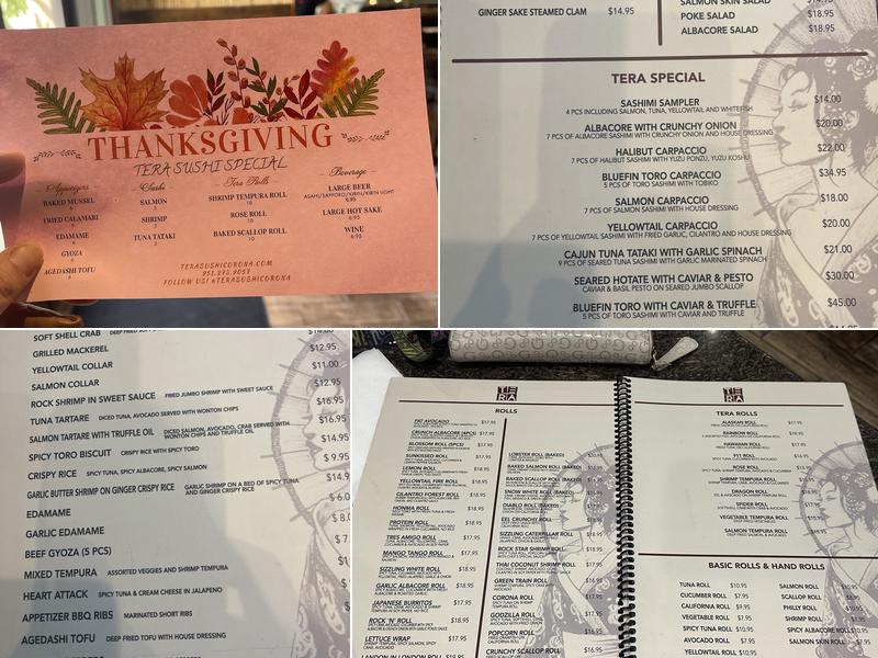 Tera Sushi Menu