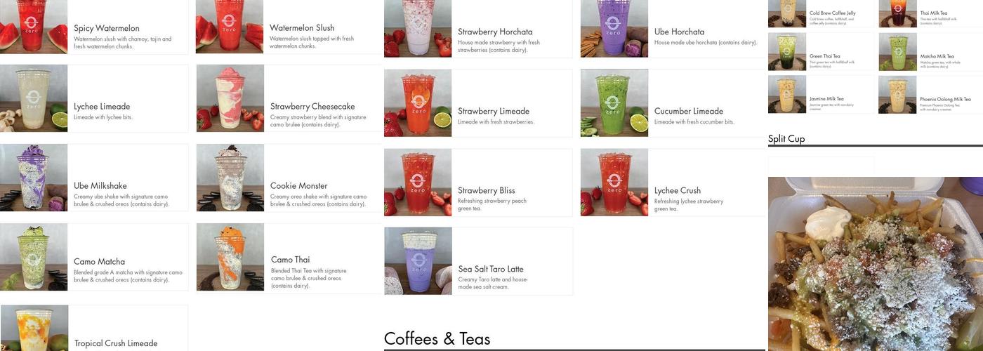 Zero Degrees Thornton Menu