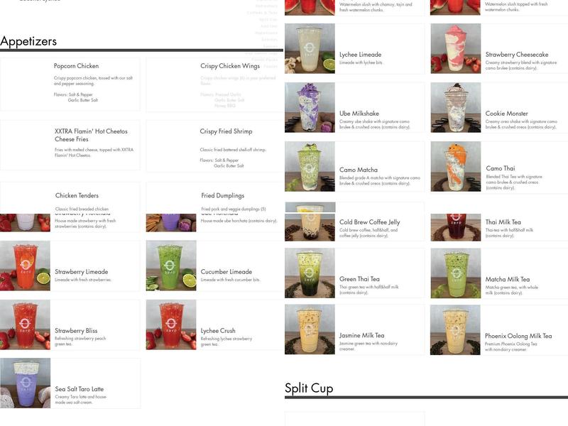 Zero Degrees Thornton Menu