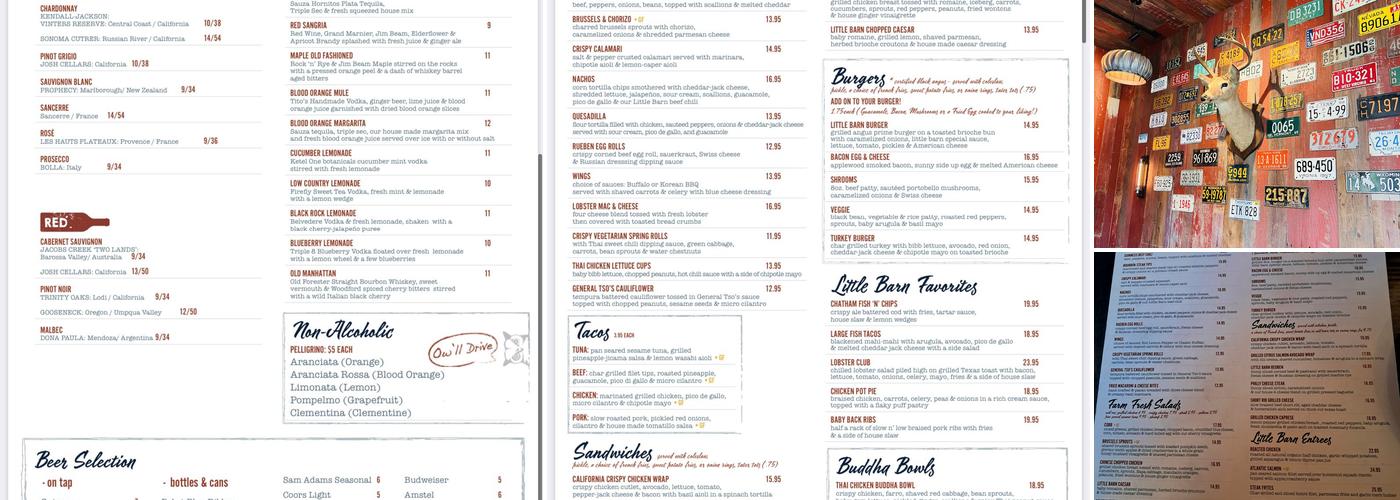 Little Barn Menu