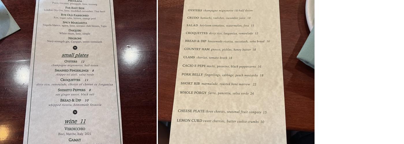 Perch Menu
