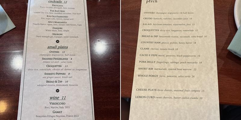 Perch Menu