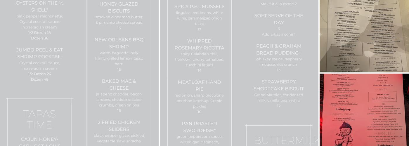 Buttermilk & Bourbon - Arsenal Yards Menu