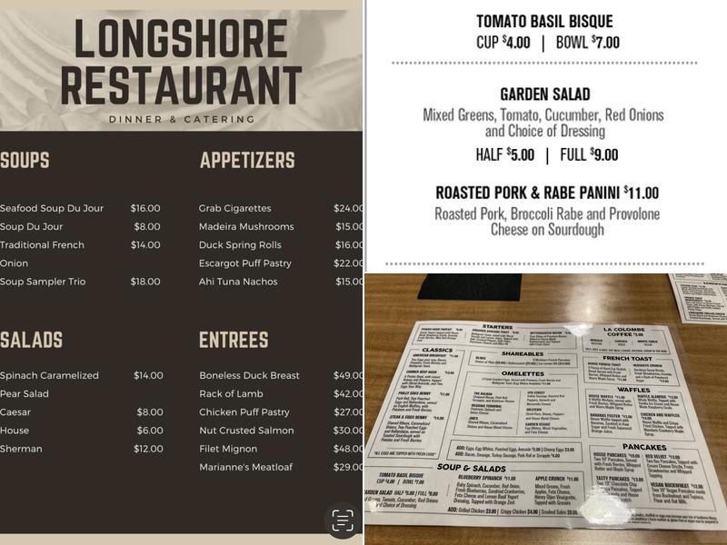 Longshore Menu