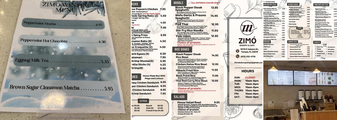 Zimo Bakery & Cafe Menu