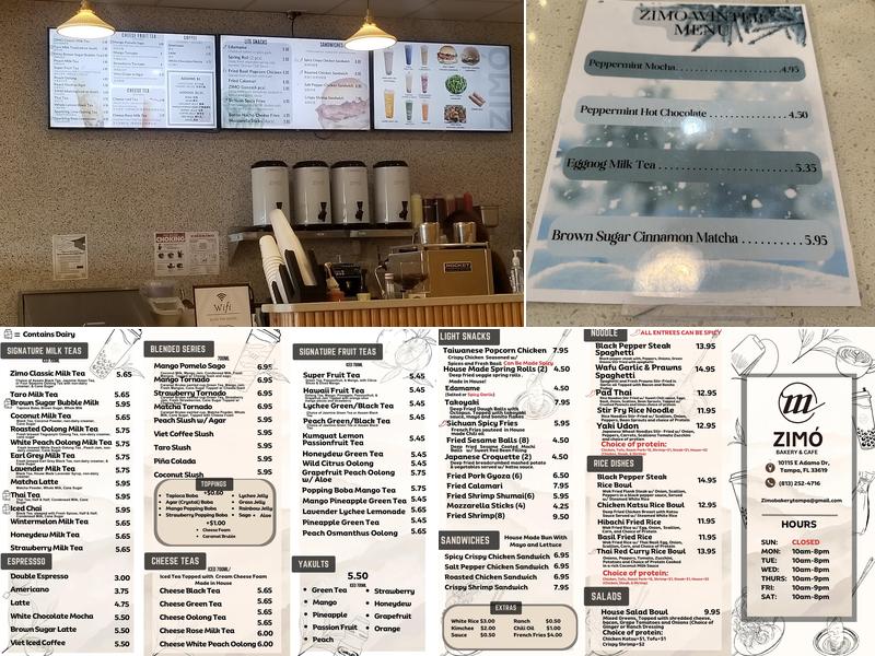 Zimo Bakery & Cafe Menu