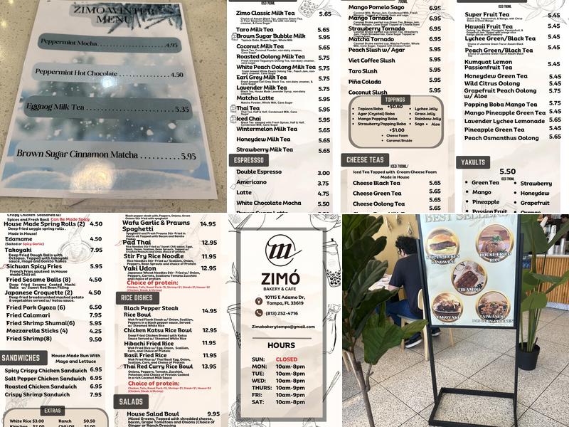Zimo Bakery & Cafe Menu