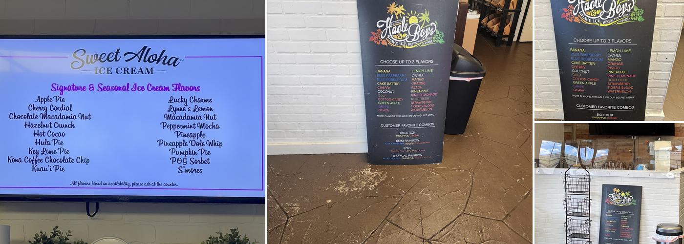 Sweet Aloha Ice Cream Menu