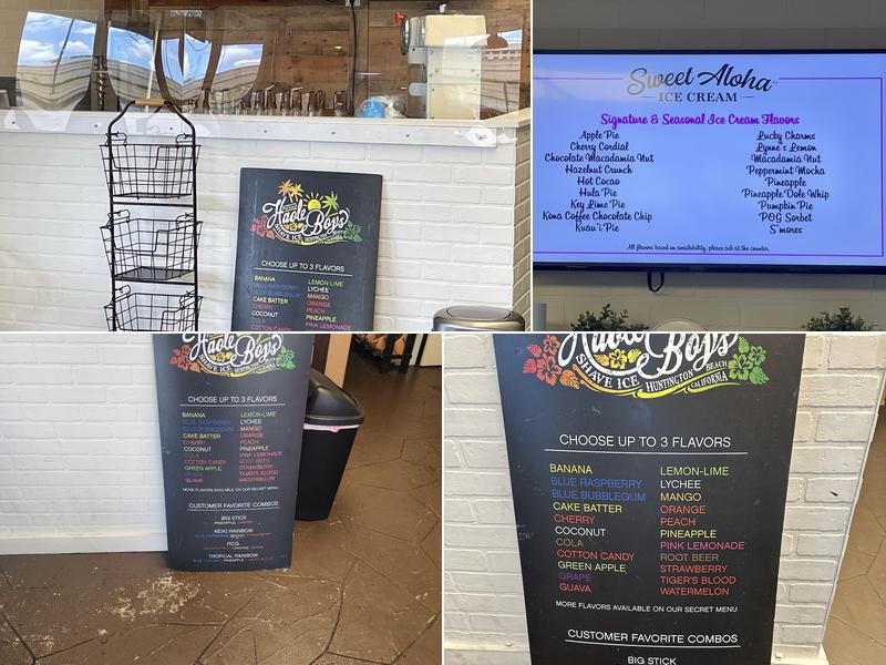 Sweet Aloha Ice Cream Menu