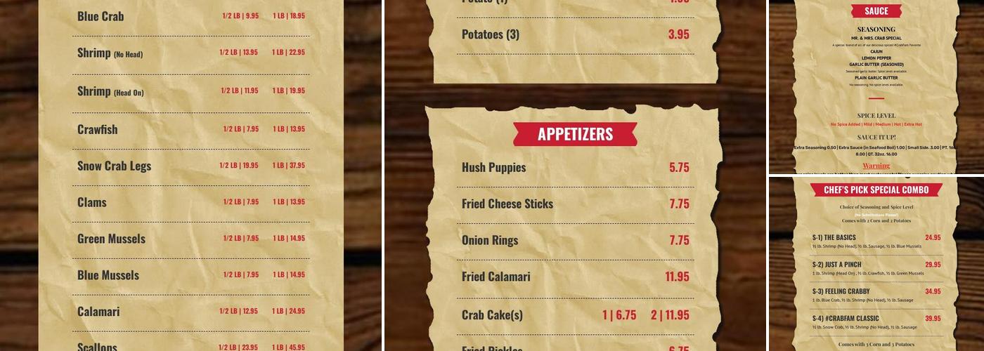 Mr. & Mrs. Crab Juicy Seafood & Bar Menu