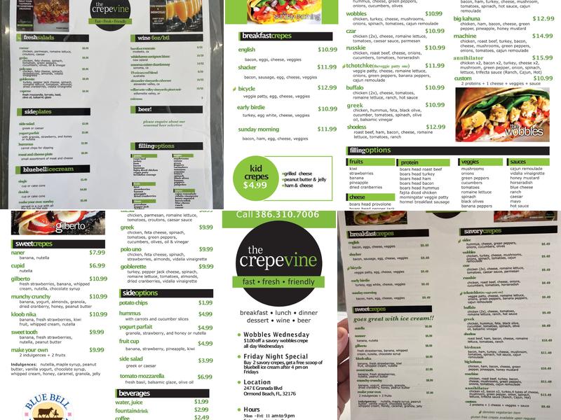 The Crepevine Menu