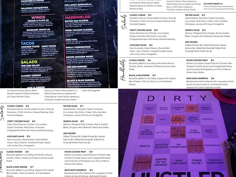 The Den Sports Bar and Lounge Menu