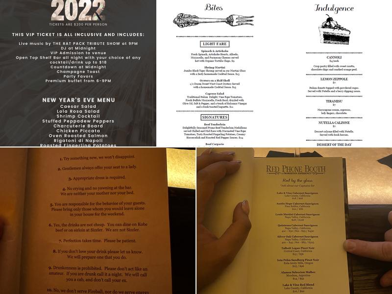 Red Phone Booth - Buckhead Menu