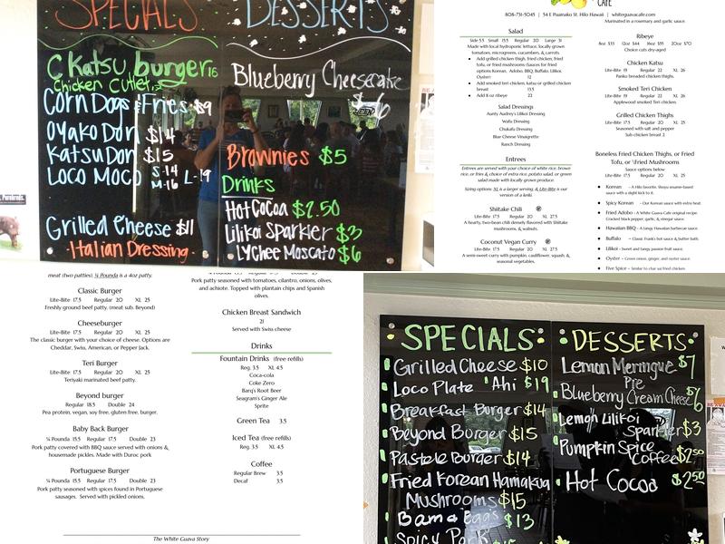 White Guava Cafe Menu