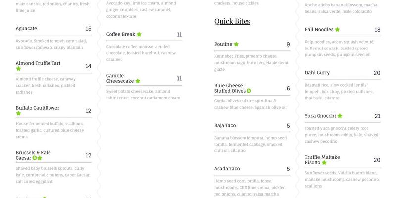 Bloom Plant Based Kitchen Menu