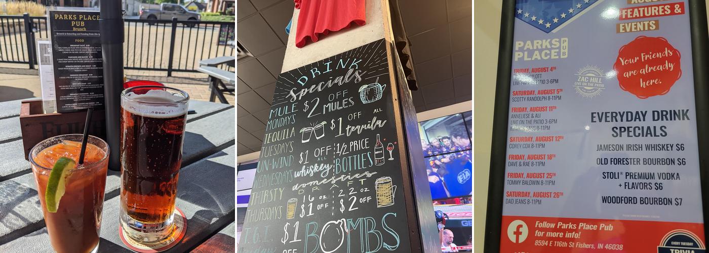 Parks Place Pub Menu