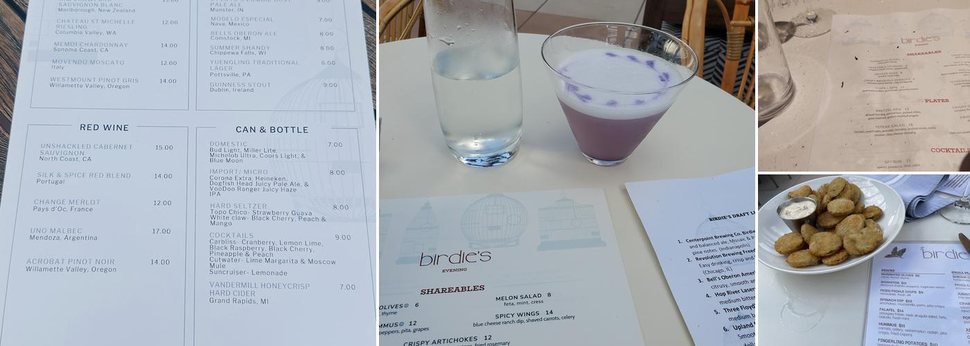 Birdie's Rooftop Bar Menu