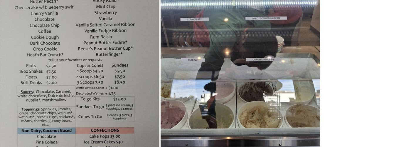 Jake's Ice Cream Menu