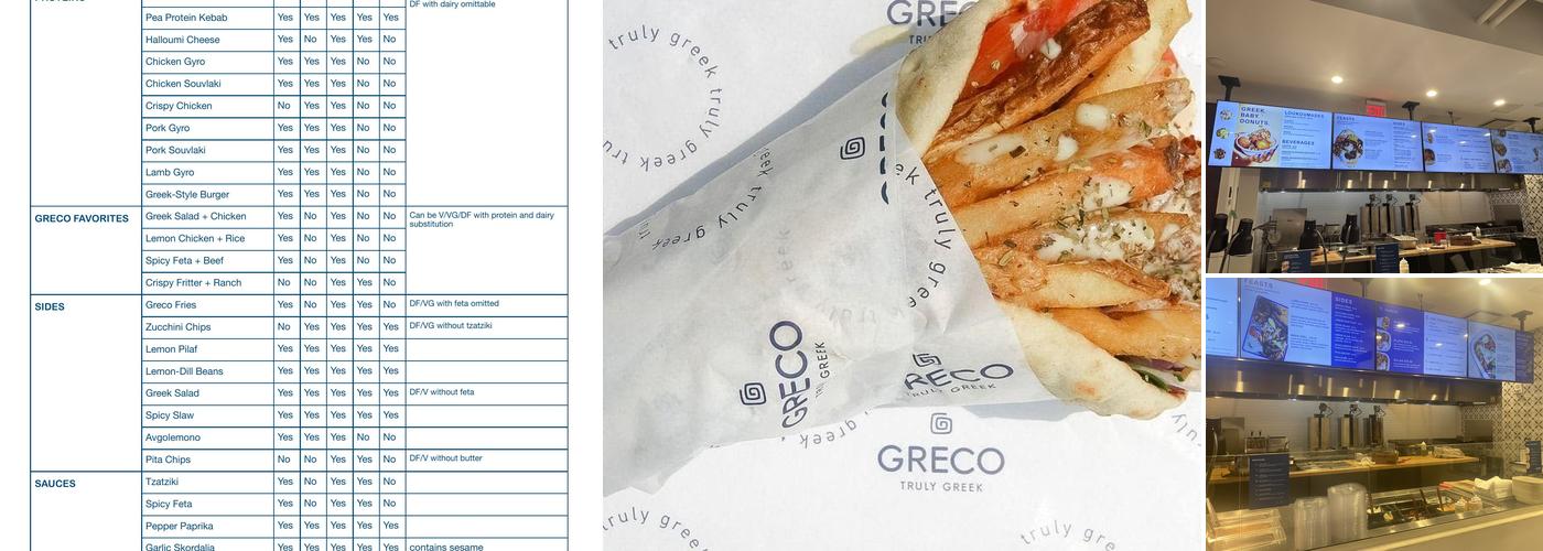GRECO Menu