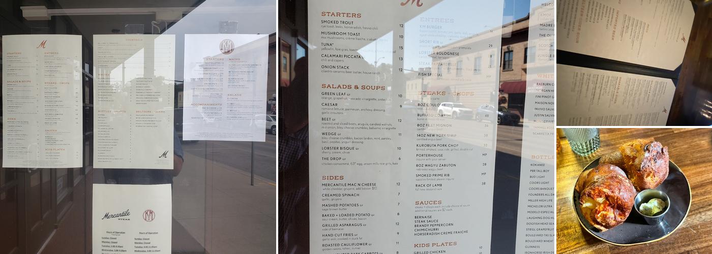 Mercantile Steak Menu