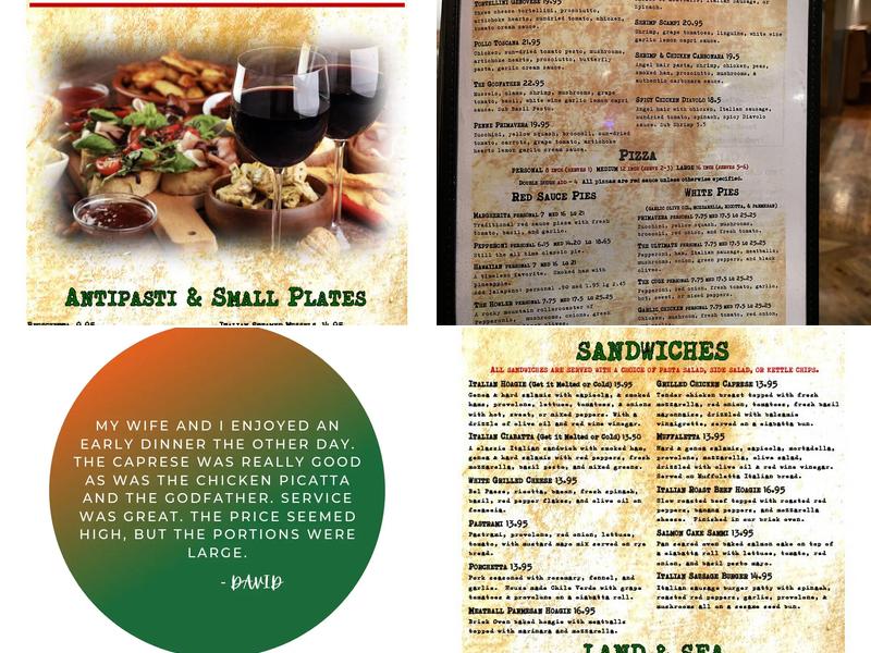 Cugino's Pizzeria and Italian Restaurant Menu