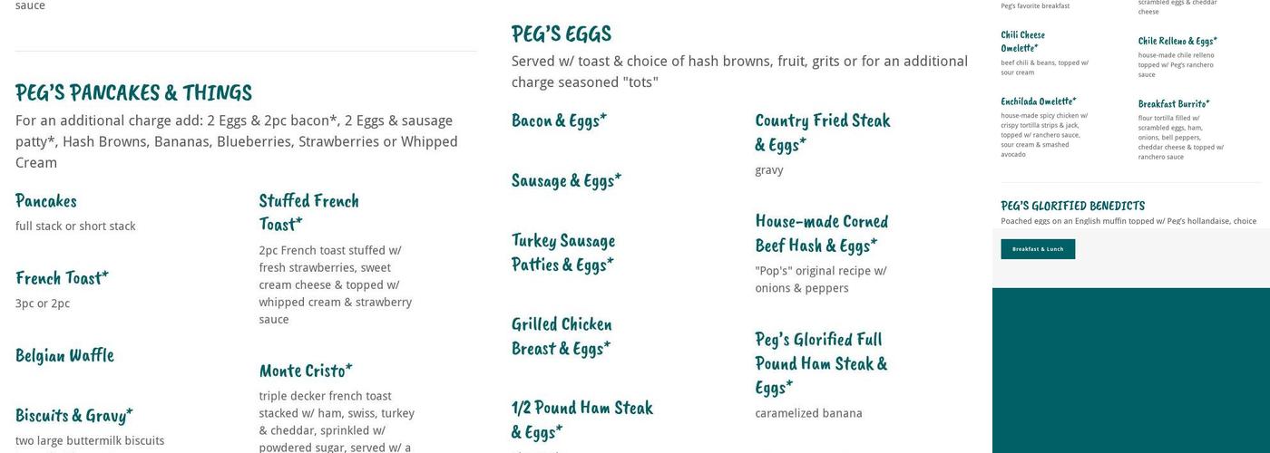 Peg's Glorified Ham and Eggs - Sunset Menu