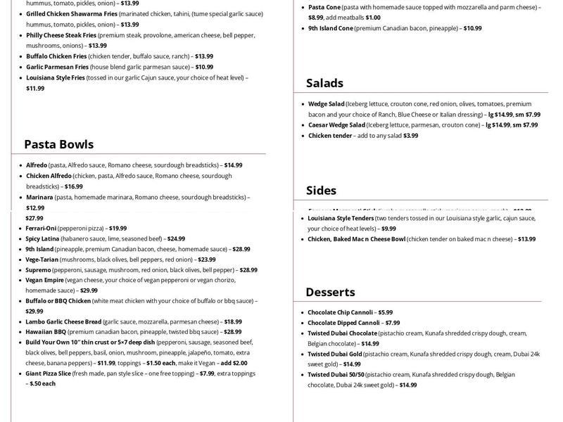 Twisted Sourdough Pizza Menu