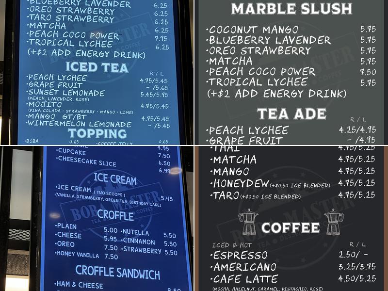 Boba Master Menu