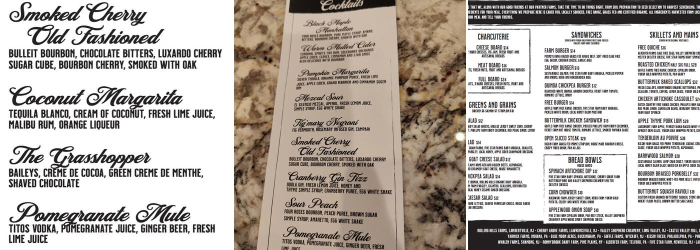 Harvest & Ale Menu