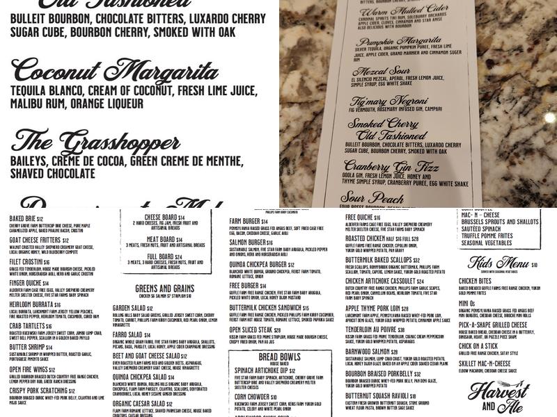 Harvest & Ale Menu