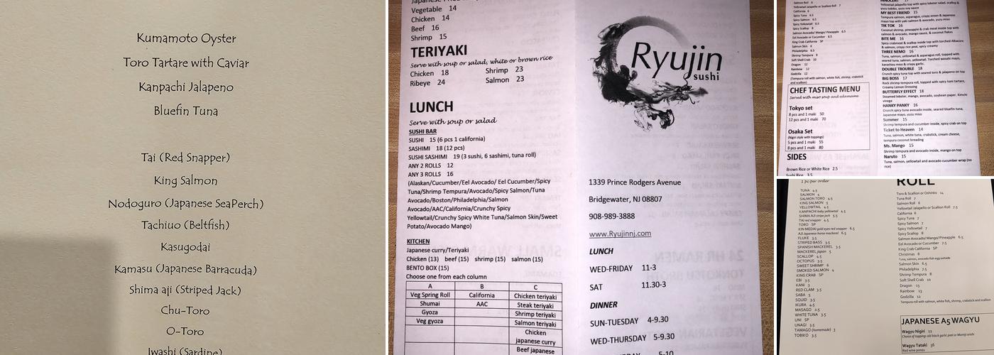 Ryujin Sushi Menu
