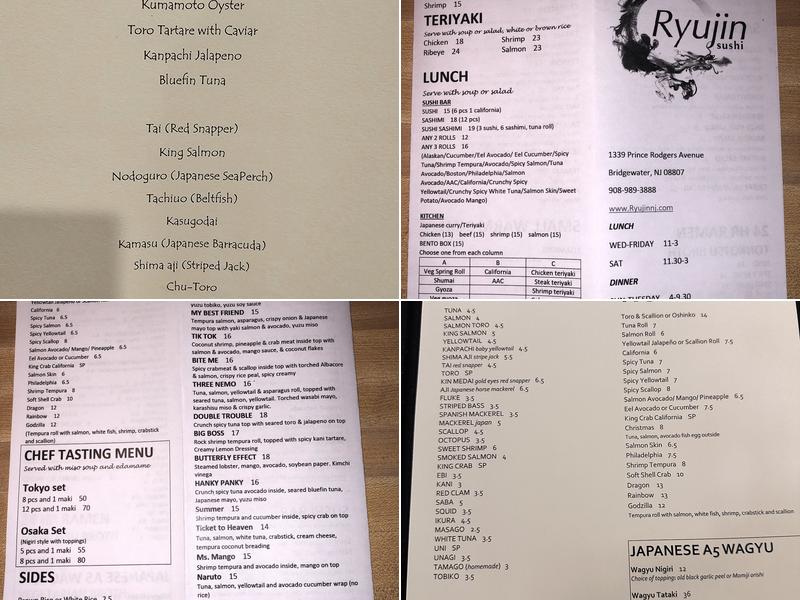 Ryujin Sushi Menu